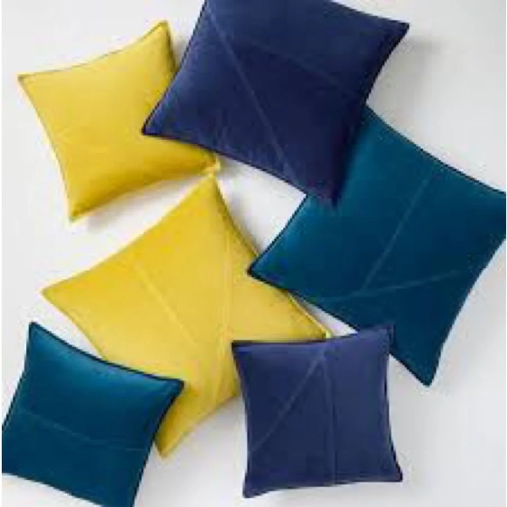 West Elm Velvet Washable Throw Pillow Cover Case Gold Yellow 18x18 Boho Chic